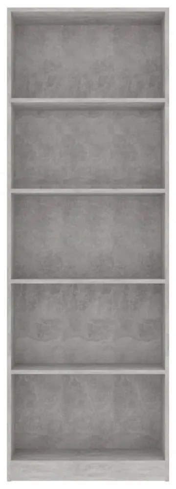 5-szintes betonszürke szerelt fa könyvszekrény 60 x 24 x 175 cm
