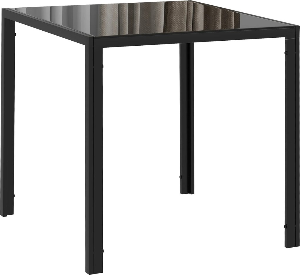 HOMCOM Étkezőasztal 75 x 75 cm, Négyzet Forma Konyhai Asztal 4 Személynek, Edzett Üveg Fedéllel és Fém Lábakkal, Modern Asztal Konyhához, Étkezőhöz és