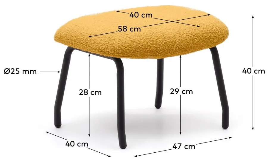 Mustársárga buklé puff Belina – Kave Home