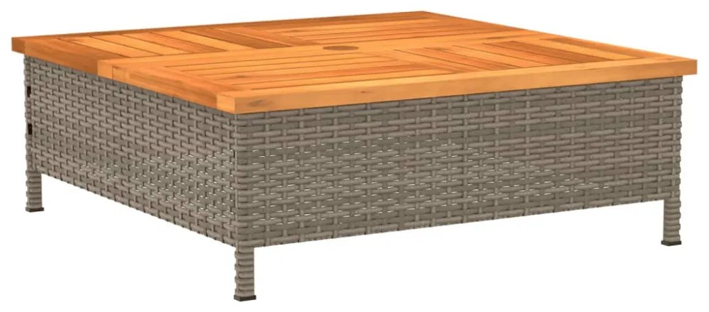 szürke polyrattan és akácfa napernyőtalp-burkolat 70x70x25 cm