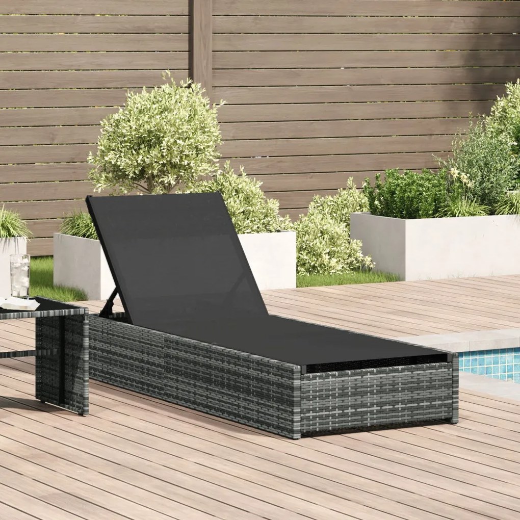 Napozóágy Szürke 60x200x27 cm Polirattan