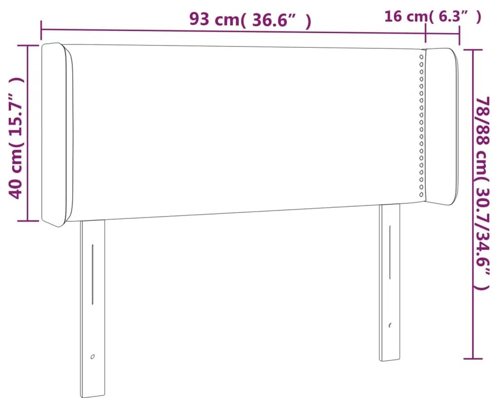 fekete műbőr LED-es fejtámla 93x16x78/88 cm
