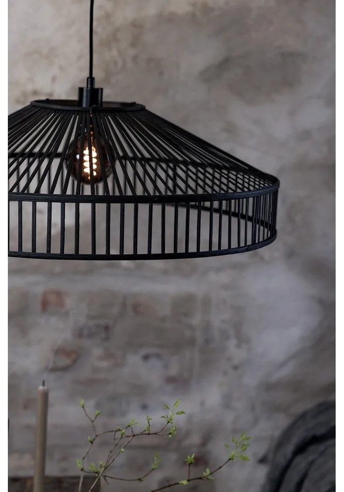 Fekete függőlámpa bambusz búrával ø 70 cm Tapa – Markslöjd