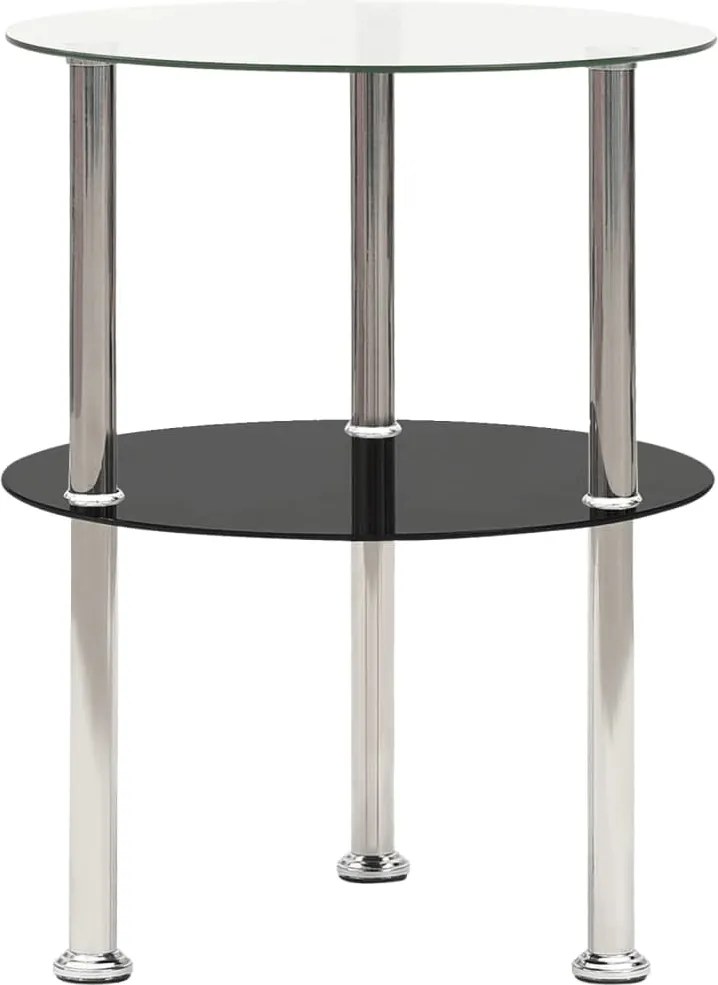 vidaXL 2 szintes átlátszó és fekete edzett üveg kisasztal 38 cm