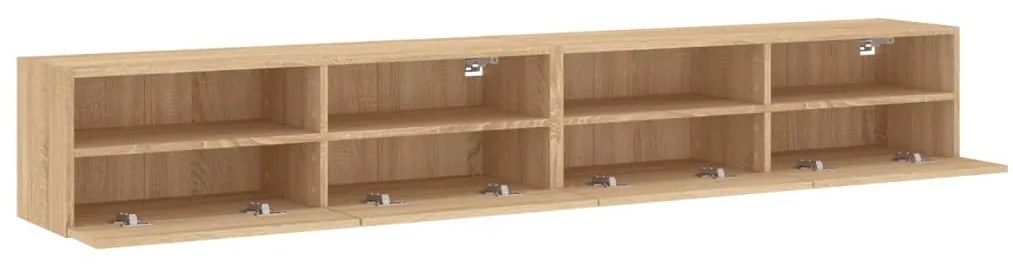 2 db sonoma tölgyszín szerelt fa fali TV-szekrény 100x30x30 cm