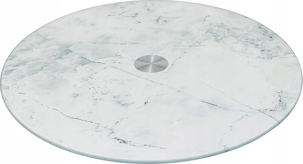 Üveg forgó tálca Fehér márvány mintás 32 cm Előétel tálalásához