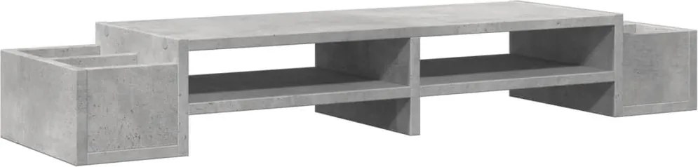 vidaXL betonszürke szerelt fa monitorállvány tárolóval 100x27x15 cm