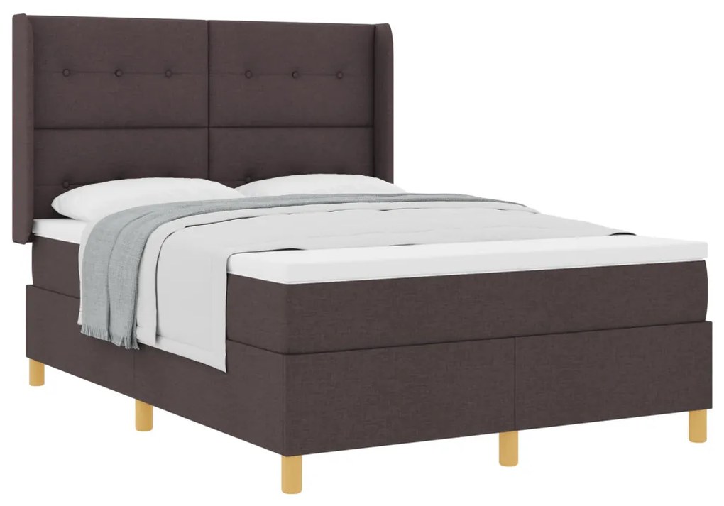 Boxspring Ágy Matrac Esernyő Barna 160x200 cm Szövet