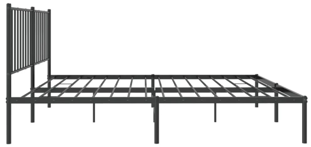 fekete fém ágykeret fejtámlával 140 x 190 cm