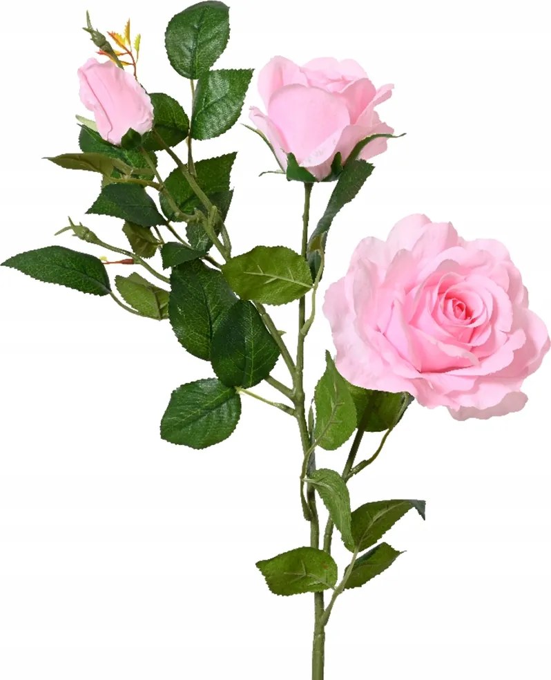 Mesterséges virág Rózsa a száron Rózsaszín 3 fej dekoratív nád 77cm