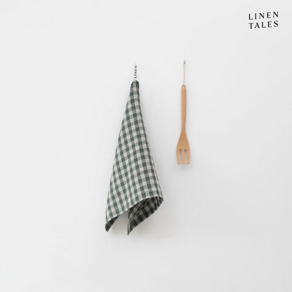 Len konyharuha 45x65 cm Forest Green Gingham – Linen Tales