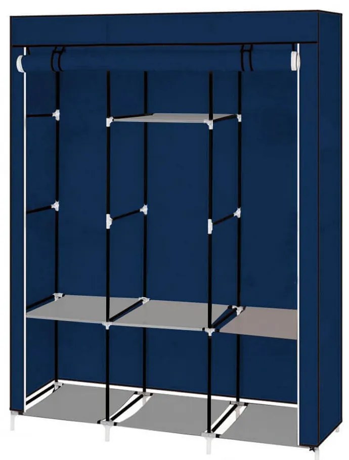 Mobil ruhásszekrény 130x45x170 cm-es méretben-kék