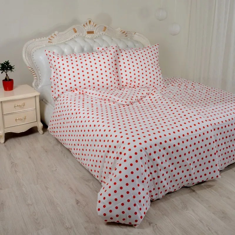 Pamut lepedők Retro piros TiaHome - 1x Párna 90x70cm, 1x Paplan 140x200cm