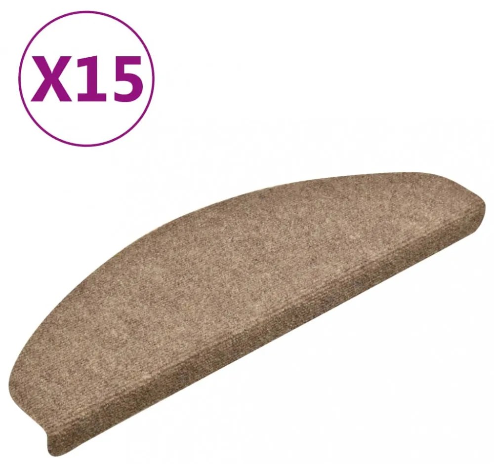 15 db krémszínű tűlyukasztott öntapadó lépcsőszőnyeg 65x21x4 cm