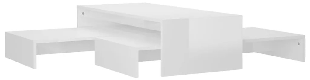 Fehér szerelt rakásolható dohányzóasztalszett 100x100x26,5 cm
