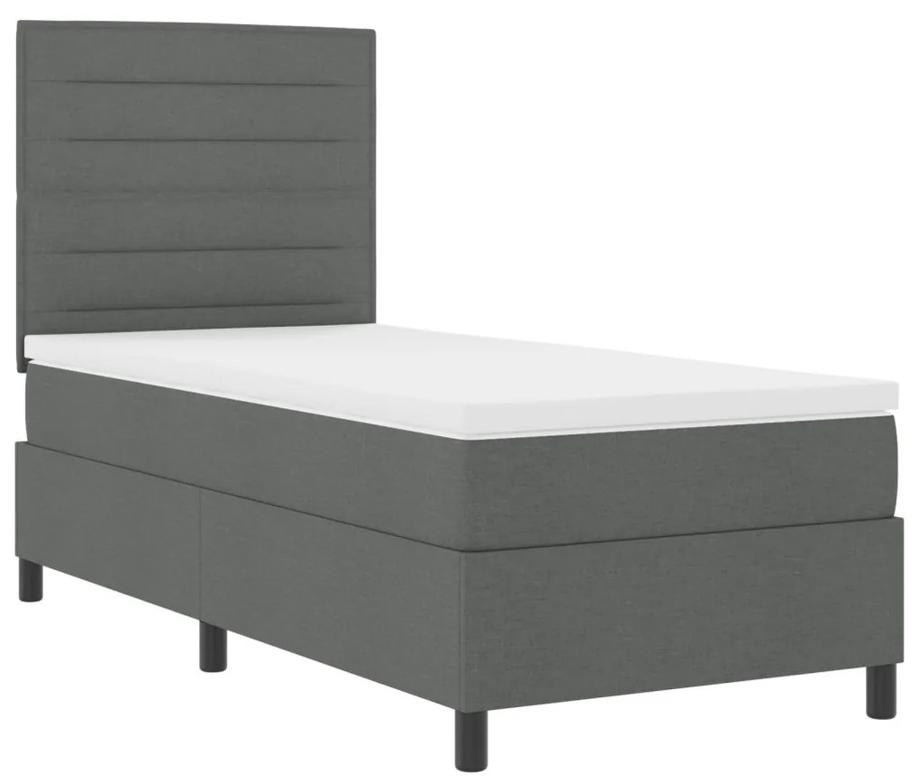 Box Spring Ágy Matrac Sötétszürke 80x200 cm Szövet