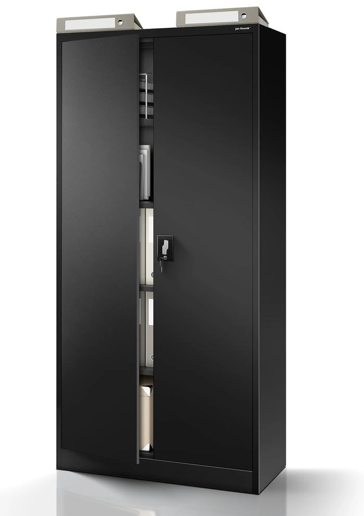 Fém iratszekrény JAN H, 900 x 1950 x 400 mm, fekete