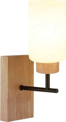 Globo 15977W Fali lámpa, fém sötét tölgy, fém matt fekete, üveg matt fehér, fényirány: felfelé, SzxM: 100x310mm, Mélység: 180mm, 1x E27 60W 230V izzó nélkül