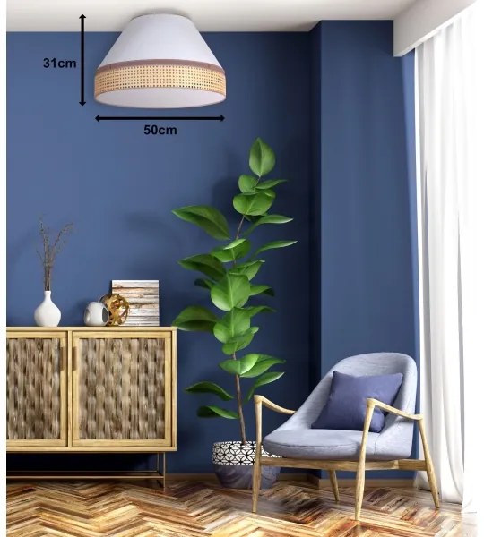 Duolla - Mennyezeti lámpa AVIGNON 1xE27/15W/230V á. 50 cm fehér/rattan