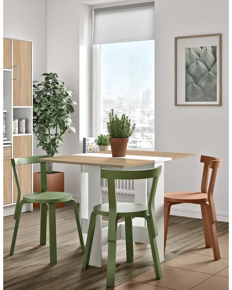 Bővíthető étkezőasztal tölgyfa dekoros asztallappal 76x28 cm Papillon – TemaHome