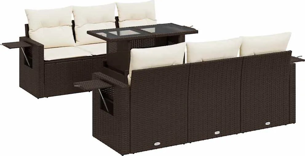 vidaXL 7 részes barna polyrattan kerti ülőgarnitúra párnákkal
