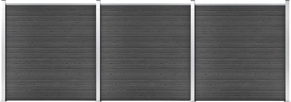 vidaXL fekete WPC kerítéspanelszett 526 x 186 cm