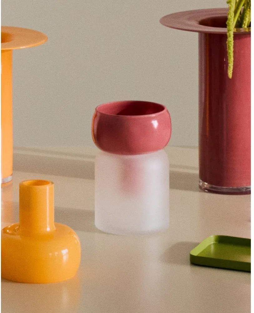 Rózsaszín üveg váza (magasság 19 cm) Kelse – Kave Home