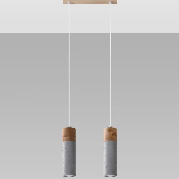 Sollux SL.0966 - Csillár zsinóron ZANE 2xGU10/40W/230V beton/fa