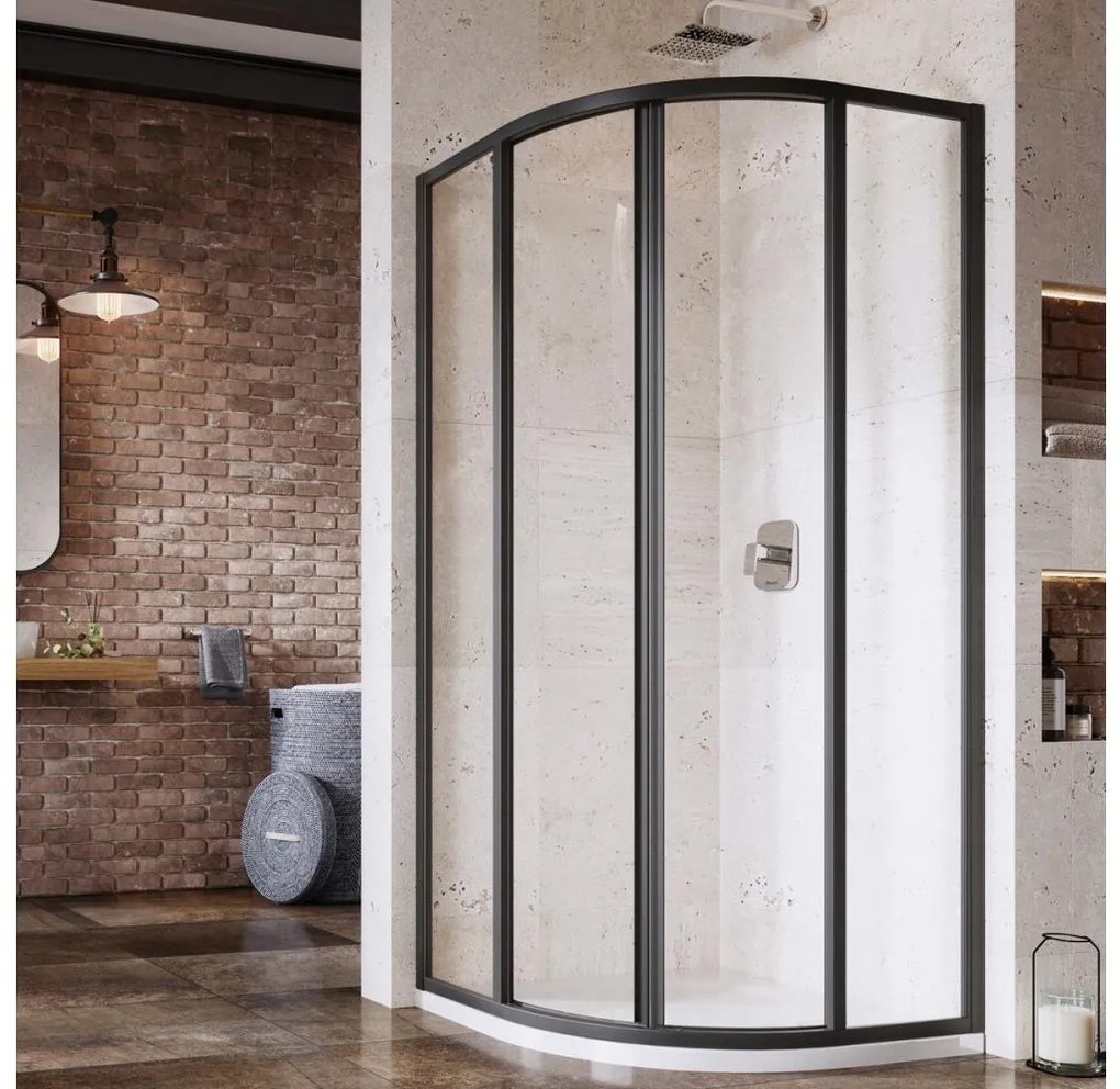 Ravak 3114O302Z1 - SUPERNOVA négyrészes negyedköríves zuhanykabin 80x80 cm fekete