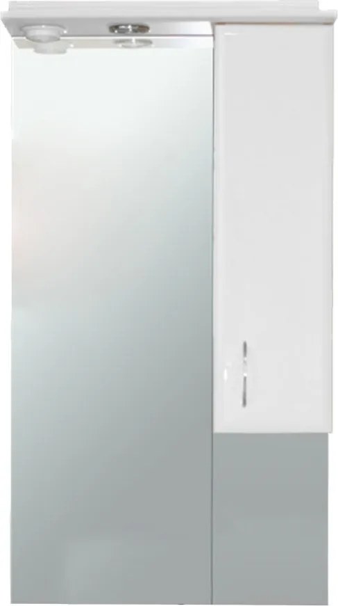 Bianca Plus 55 fürdőszoba bútor felsőszekrény, magasfényű fehér színben, jobbos nyitásirány