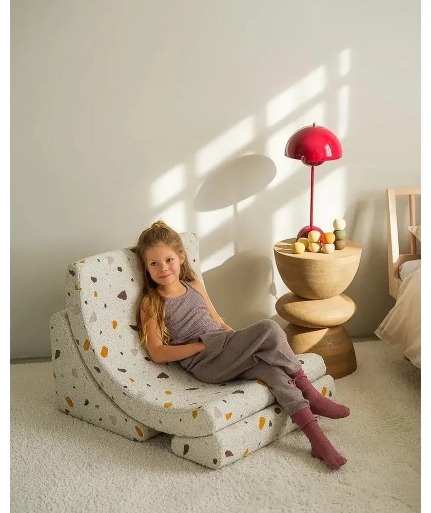 Fehér buklé-zsenília gyerek fotel Terrazzo Moon – Wigiwama