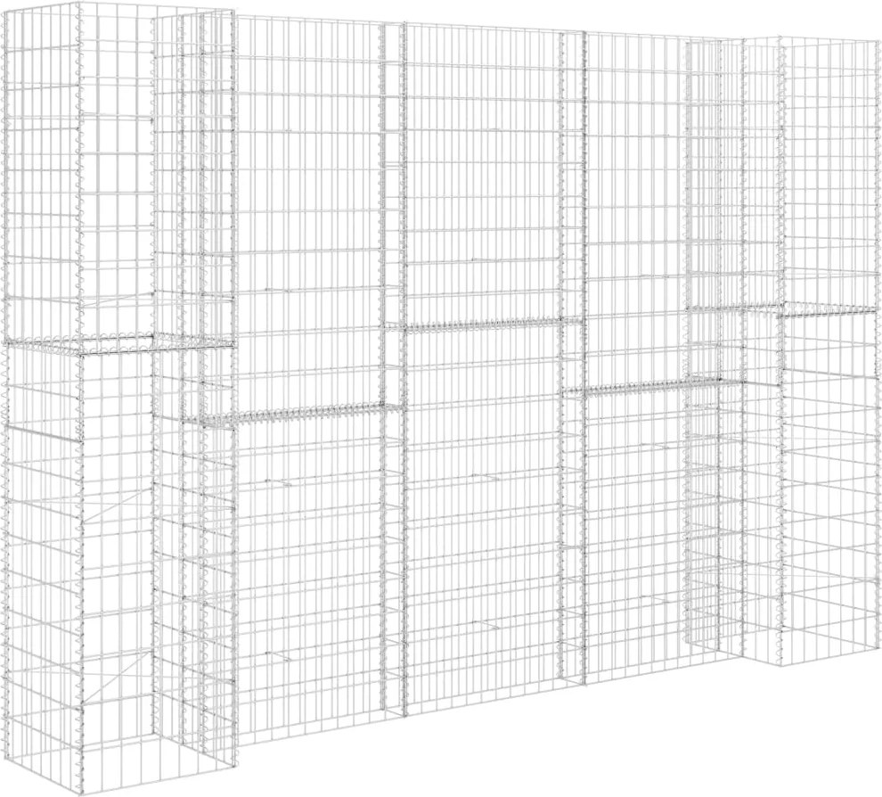 vidaXL H alakú acéldrót virágtartó gabion 260 x 40 x 180 cm