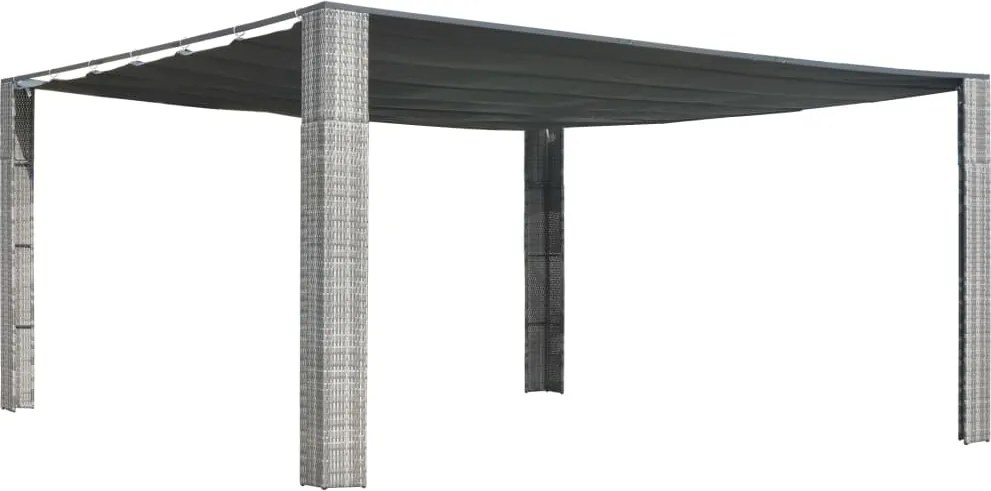 vidaXL szürke és antracit polyrattan pavilon tetővel 400x400x200 cm