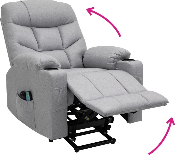 Állítható masszázs fotel, világosszürke, HUDSON