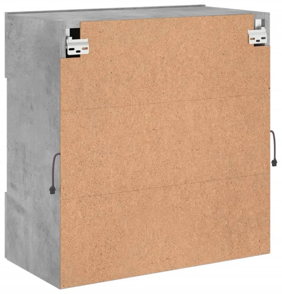 betonszürke falra szerelhető TV-szekrény LED-del 58,5x30x60,5cm