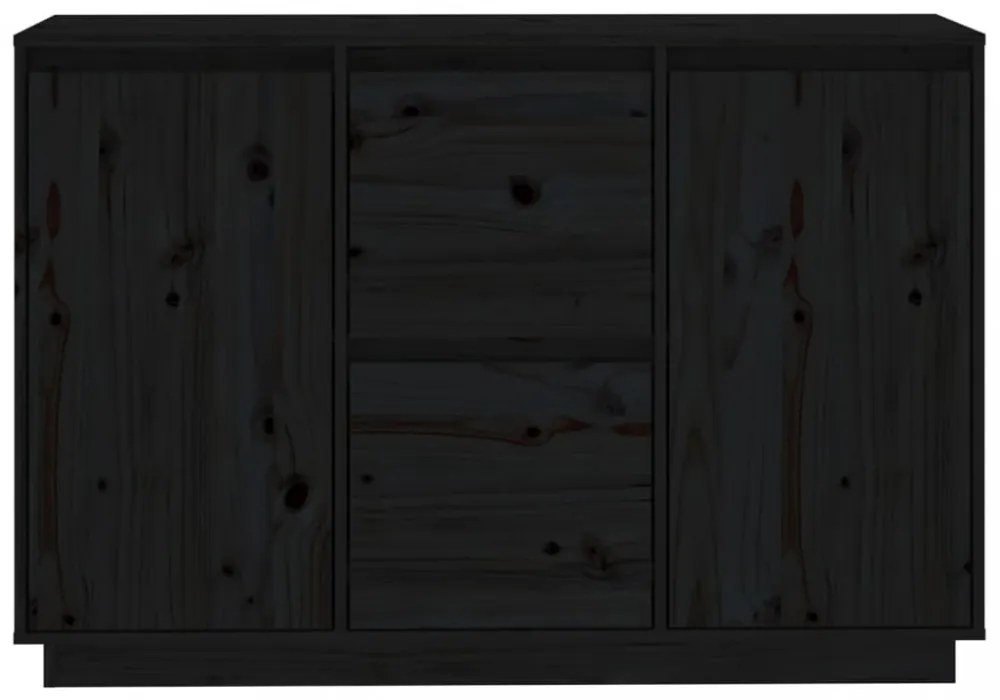 fekete tömör fenyőfa tálalószekrény 111 x 34 x 75 cm