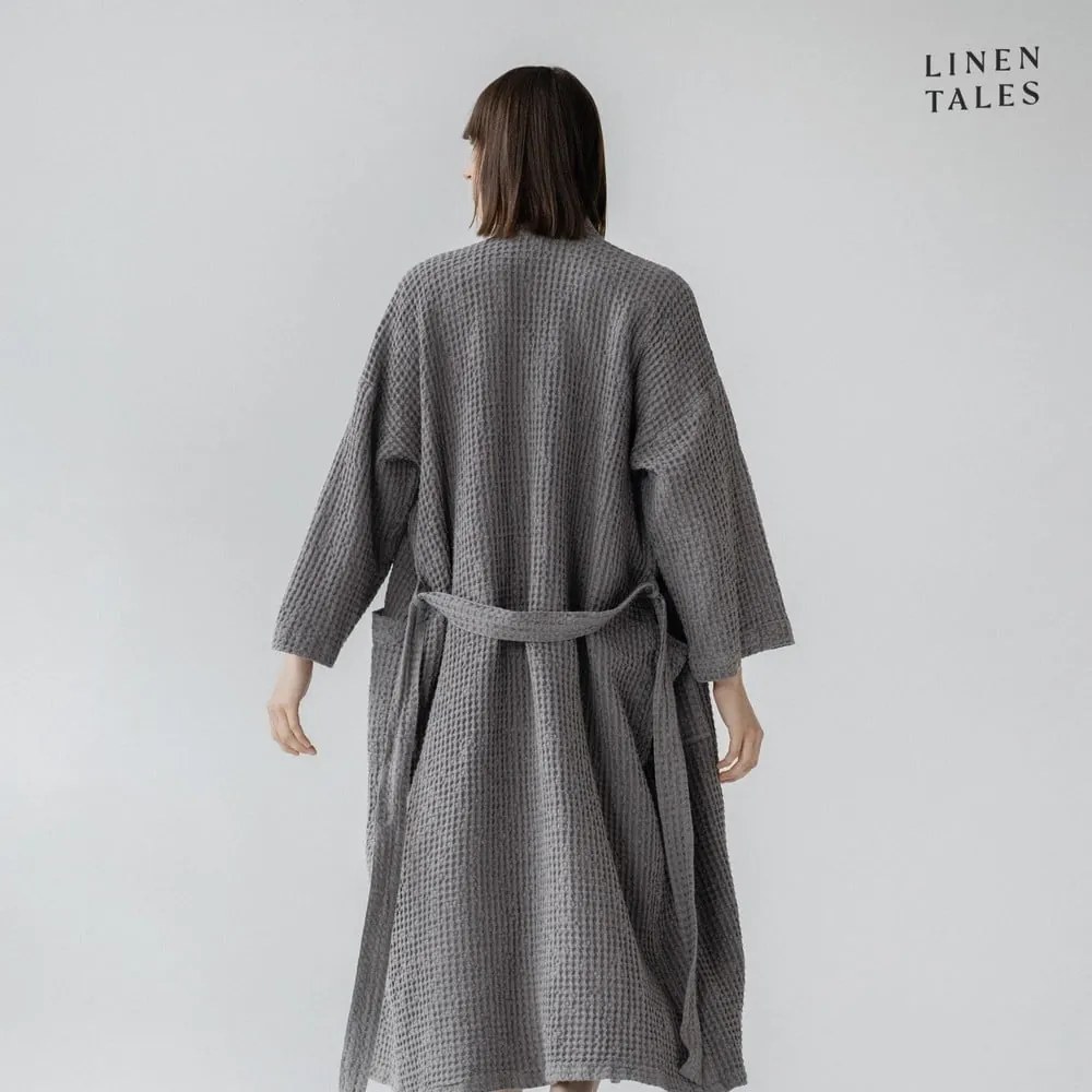 Sötétszürke fürdőköpeny L/XL Honeycomb – Linen Tales