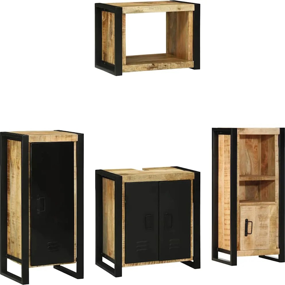 vidaXL Fürdőszoba bútor szett 4 pcs Barna Szilárd Újrahasznosított Fa