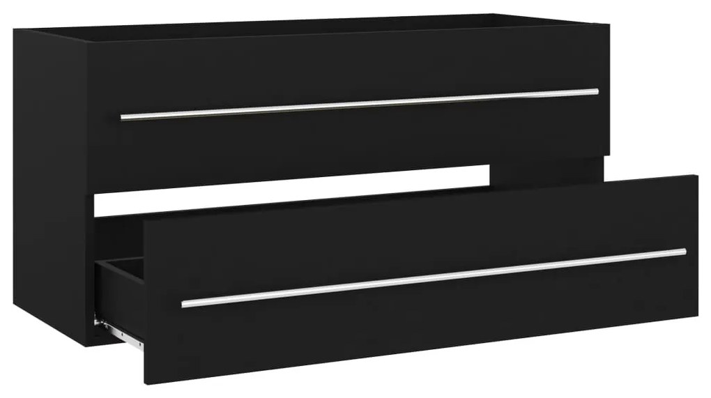 Fekete szerelt fa mosdószekrény 100 x 38,5 x 48 cm