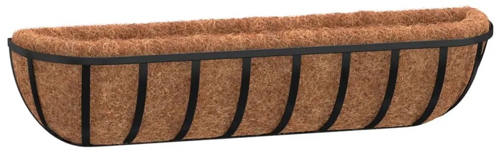 2 db fekete acél fali növénytartó kókusz béléssel 91x20x23 cm