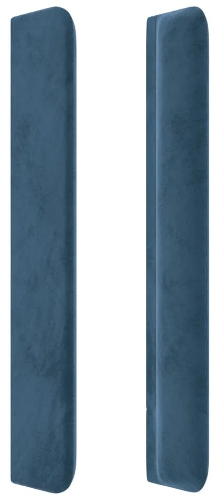 sötétkék bársony fejtámla szárnyakkal 93x16x118/128 cm
