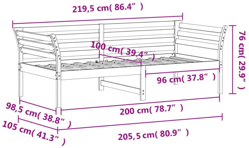 kanapéágy ágy matrac viaszbarna 100x200 cm tömör fa fenyőfa
