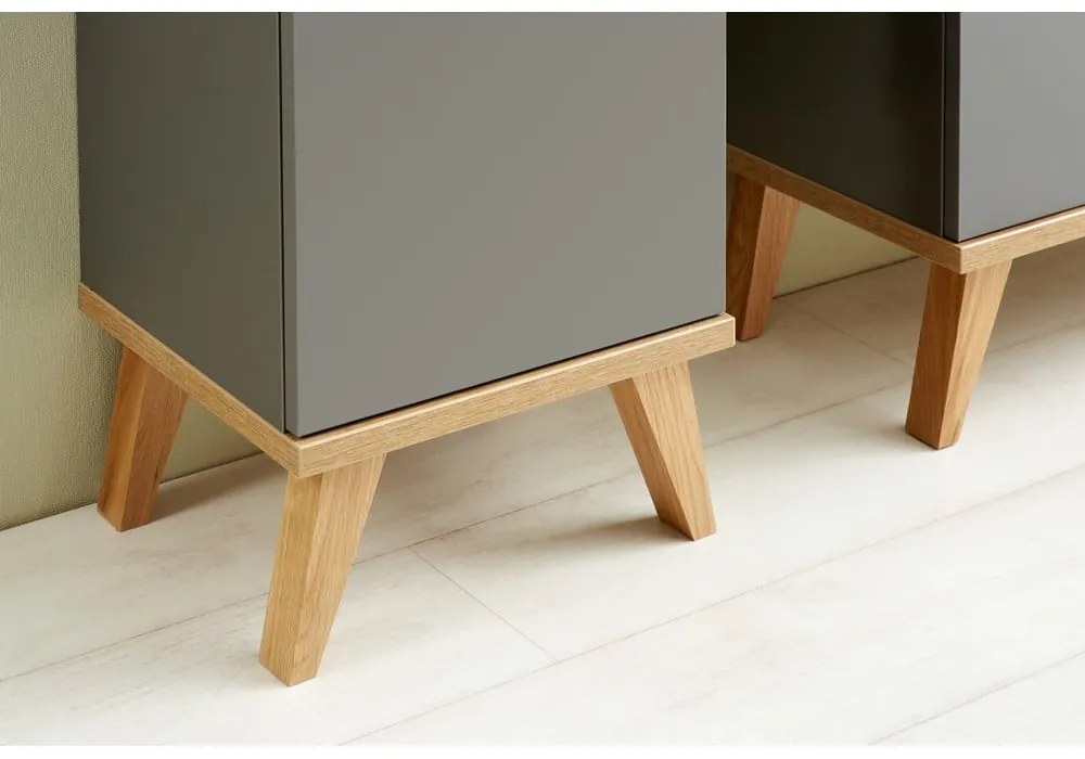 Szürke mosdó alatti szekrény tölgyfa dekorral 60,5x65 cm Quickset 924 – Pelipal