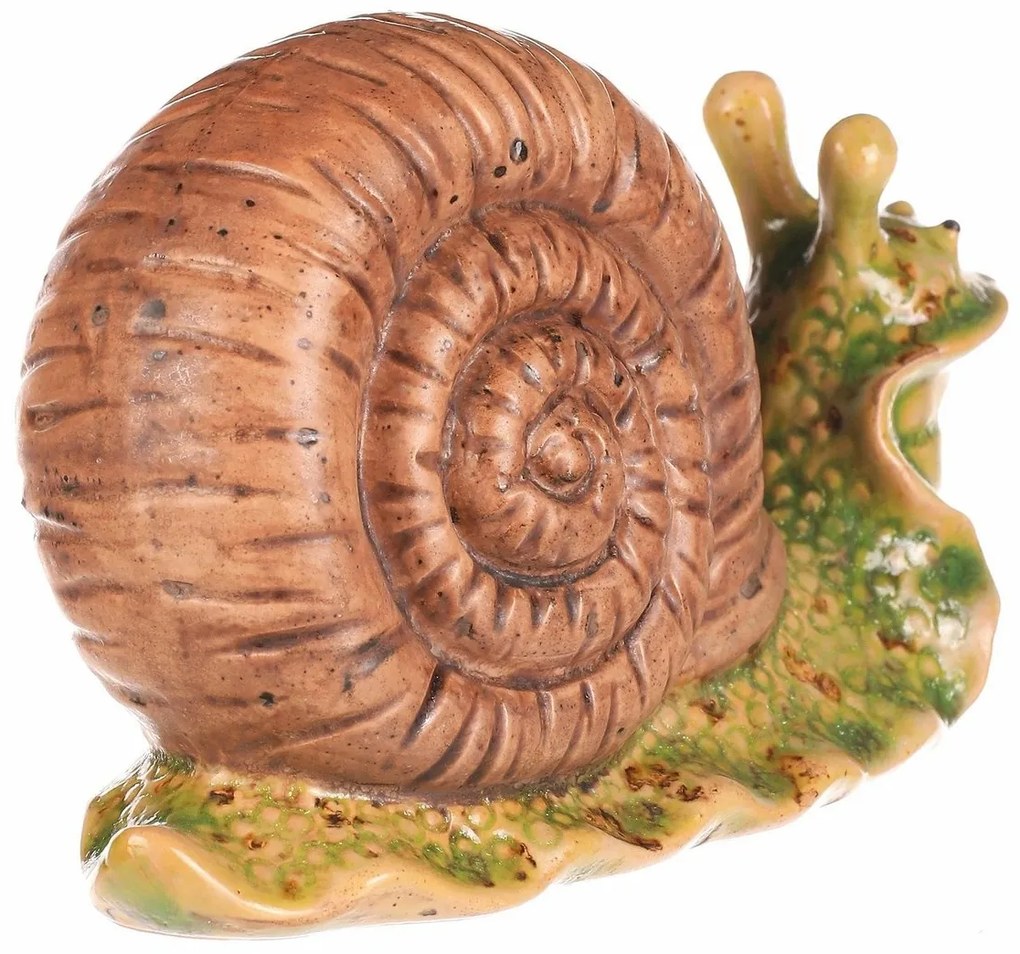 kerti dekoráció Csiga világosbarna, 16 x 7 x 10cm, kerámia
