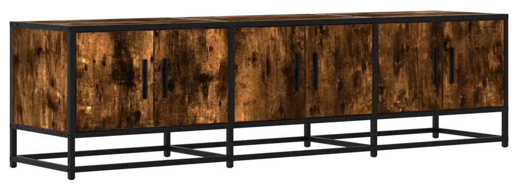 füstös tölgy színű szerelt fa és fém TV-szekrény 150x35x41 cm