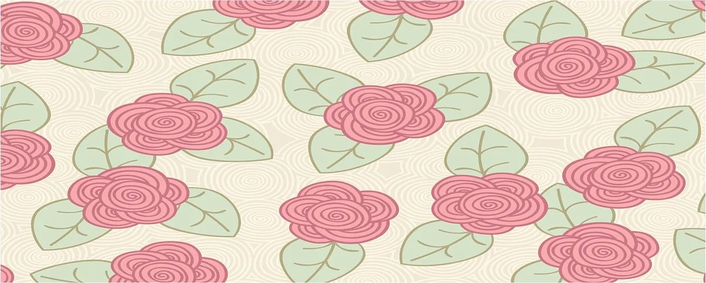 Edzett üveg panel a szekrények között Rózsa XXL