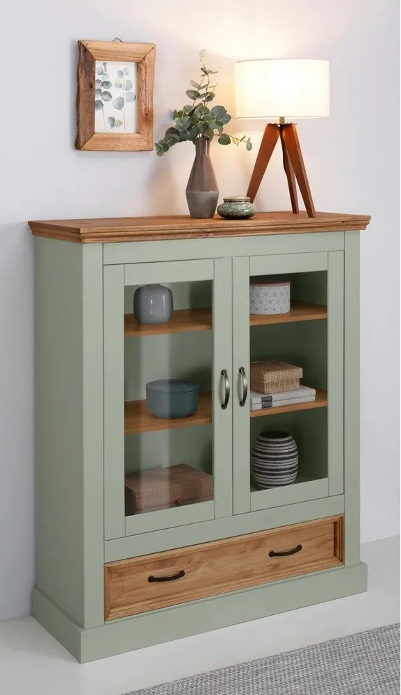 Világoszöld borovi fenyő tálalószekrény 100x120 cm Selma – Støraa