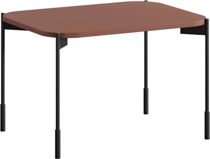 Sonatia dohányzóasztal 70 cm téglalap alakú fém lábakkal - bordó