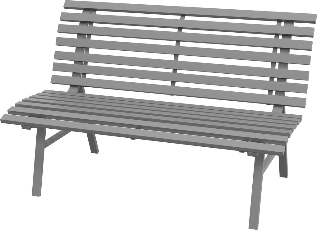 Outsunny 2 személyes alumínium kerti pad, időjárásálló pad, UV-álló kerti bútor lamellás designnal, 240 kg teherbírású park pad, erkély pad erkély ter