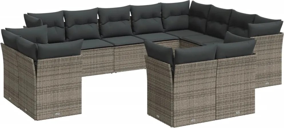 vidaXL 12 részes szürke polyrattan kerti ülőgarnitúra párnákkal